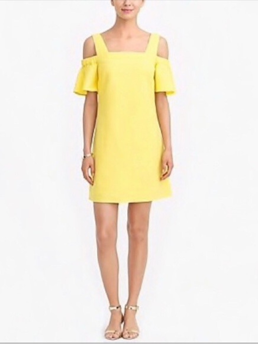 J. Crew Yellow Cold-Shoulder Mini Dress